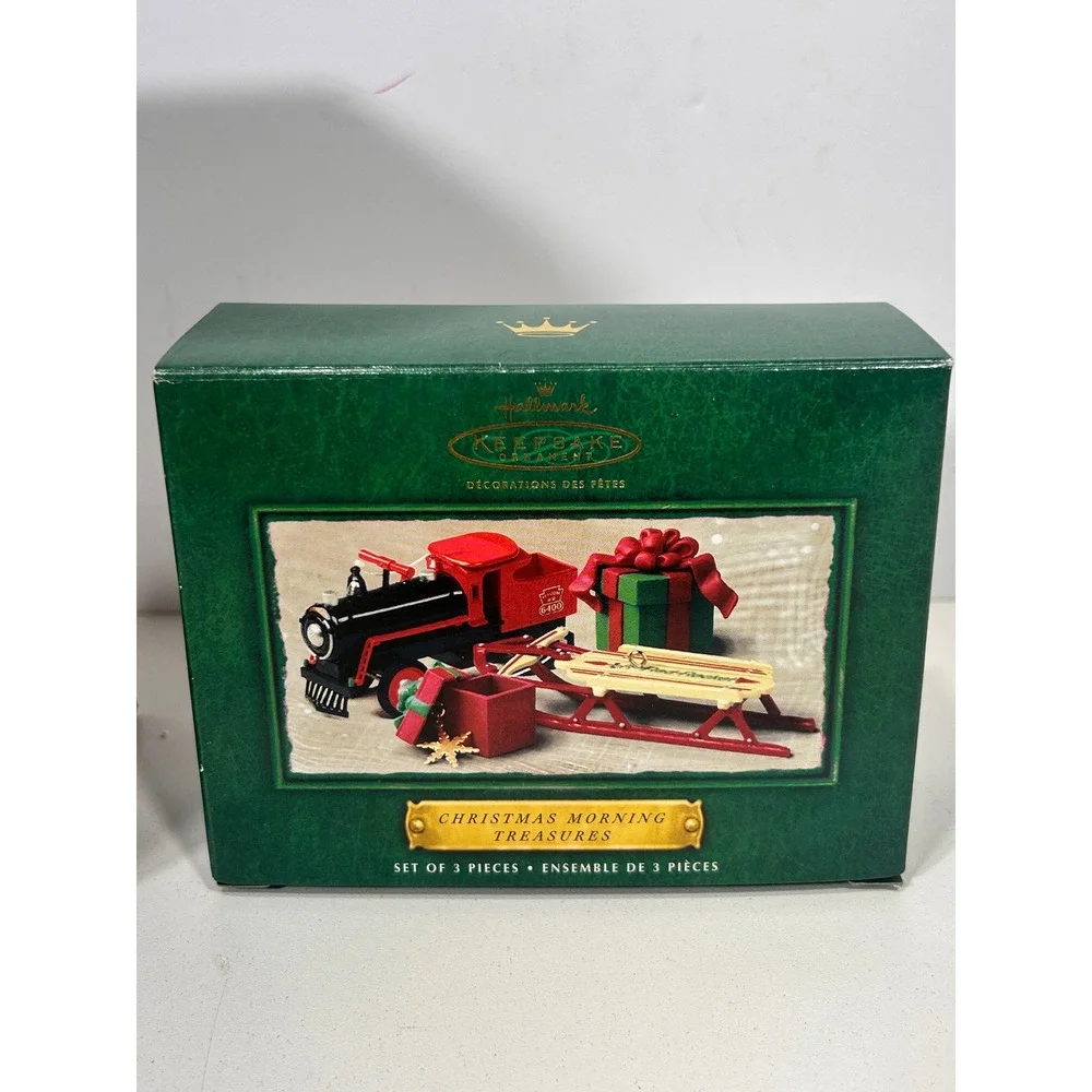 Hallmark Keepsake Ornaments Santa's Sleigh 2001 & Christmas Morning Treasures